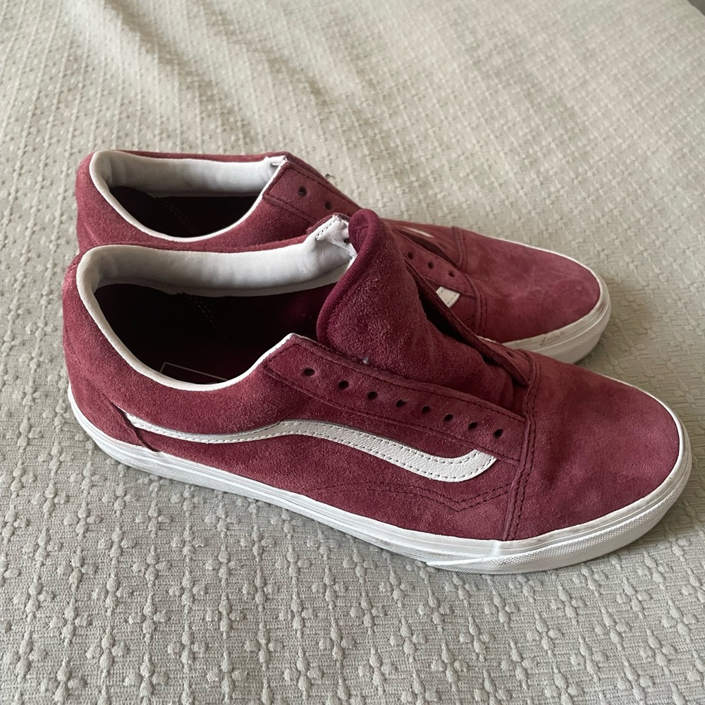 Burgundy Vans shoes